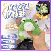 Bubble-making frog plush doll frog pendant handmade frog cute pendant keychain pendant gift school bag pendant (green frog)