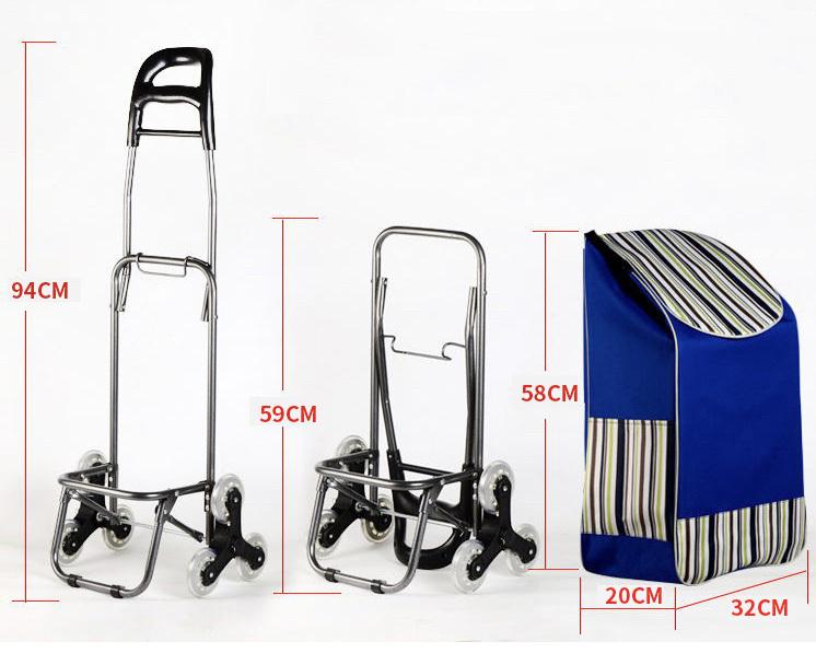 【**藏青條紋**】摺疊兩輪便攜式購物車 手拉車 買餸車 手推車 袋子可拆卸 環保手拉購物車