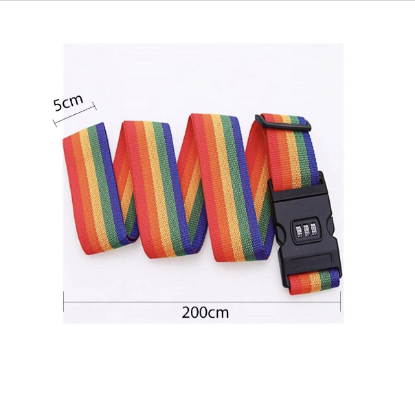 彩虹 一字 密碼鎖行李帶 打包帶 箱包行李帶 旅行箱捆綁帶 行李帶