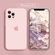 iPhone 12 Pro 粉紅色矽膠液態全包防撞手機殼 6.1" 手機套