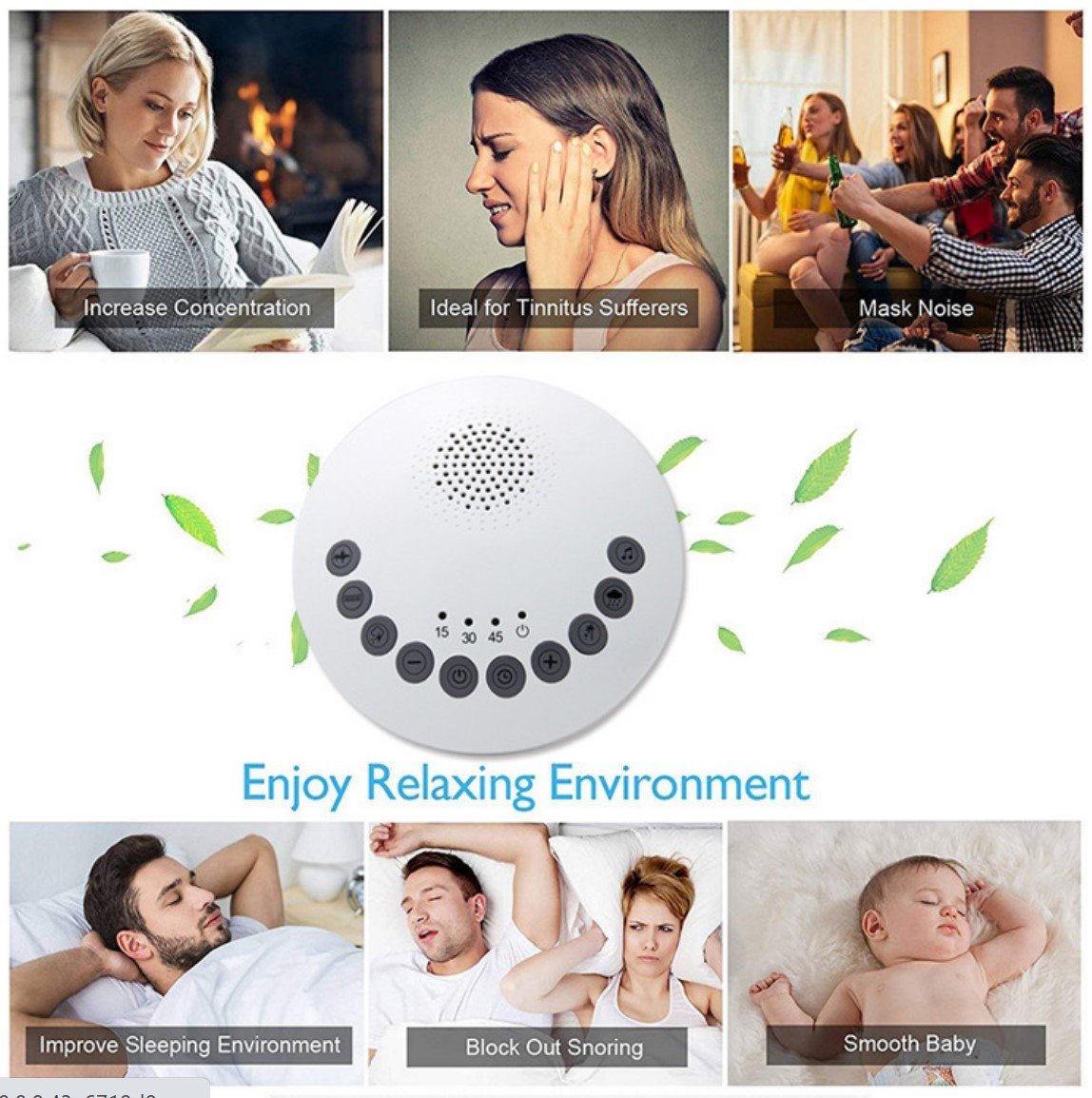 白噪音助眠儀 快速睡眠機 6放鬆和舒緩自然的聲音 失眠鼻鼾 壓力帶定時器選項 便攜式聲音睡眠療法 電池供電或USB 適用於家庭 辦公室 旅行 適用於家庭 BB換尿片時 嬰兒/成人適用