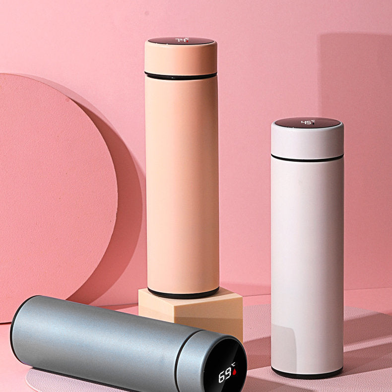 (白色)500ml 智能溫度顯示真空保溫瓶 智能 水瓶 不銹鋼 保溫杯 咖啡杯 旅行杯 車用 便携 溫度顯示 真空保溫杯