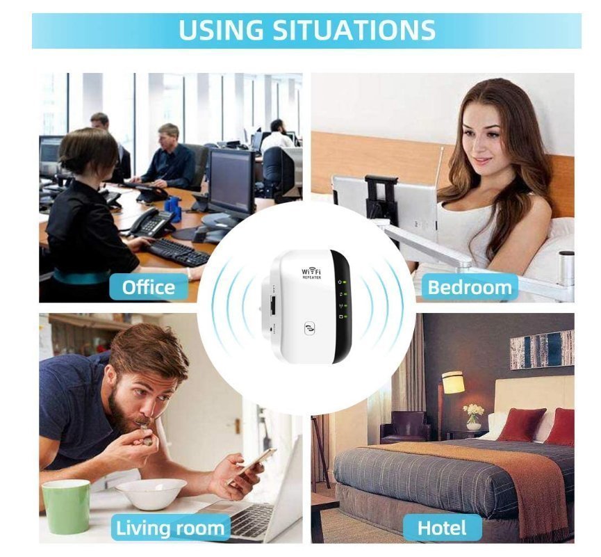 WiFi signal booster, plug-in socket type, WiFi range extender, up to 300Mbps WIFI signal amplifier 300M network WiFi signal booster through-wall signal router Wi-Fi signal connection booster