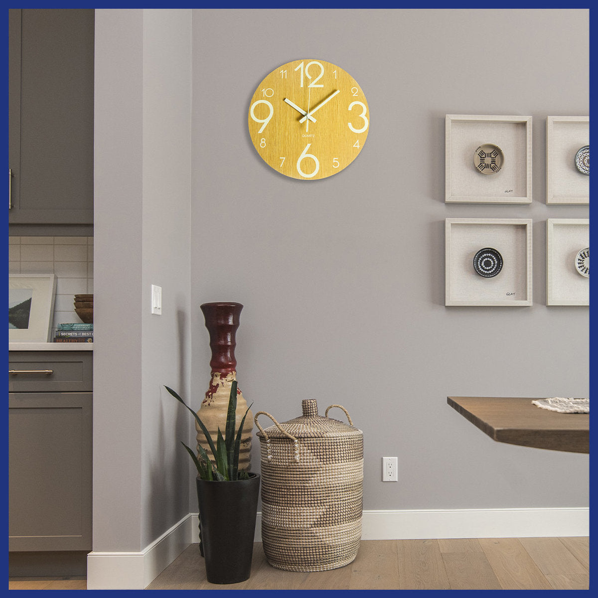 夜光木紋數字掛鐘 12吋 30cm 簡約客廳房間鐘