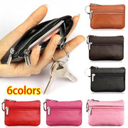 Black cowhide loose paper bag genuine leather coin purse cowhide small coin purse creative Korean style zipper key bag mini cowhide small wallet coin loose paper bag card holder Octopus set key bag wallet