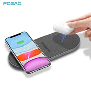 FDGAO/二合一無線充電板雙10W快充適用無線耳機充電無線手機充電 iphone 13 iphone 12 samsung s21 airpods