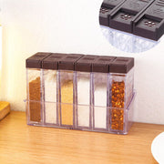 Simple and creative two-way opening transparent condiment box (six-piece set) brown