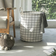 可摺疊衣物收納籃污衣籃-白色格仔 無印風 洗衣籃