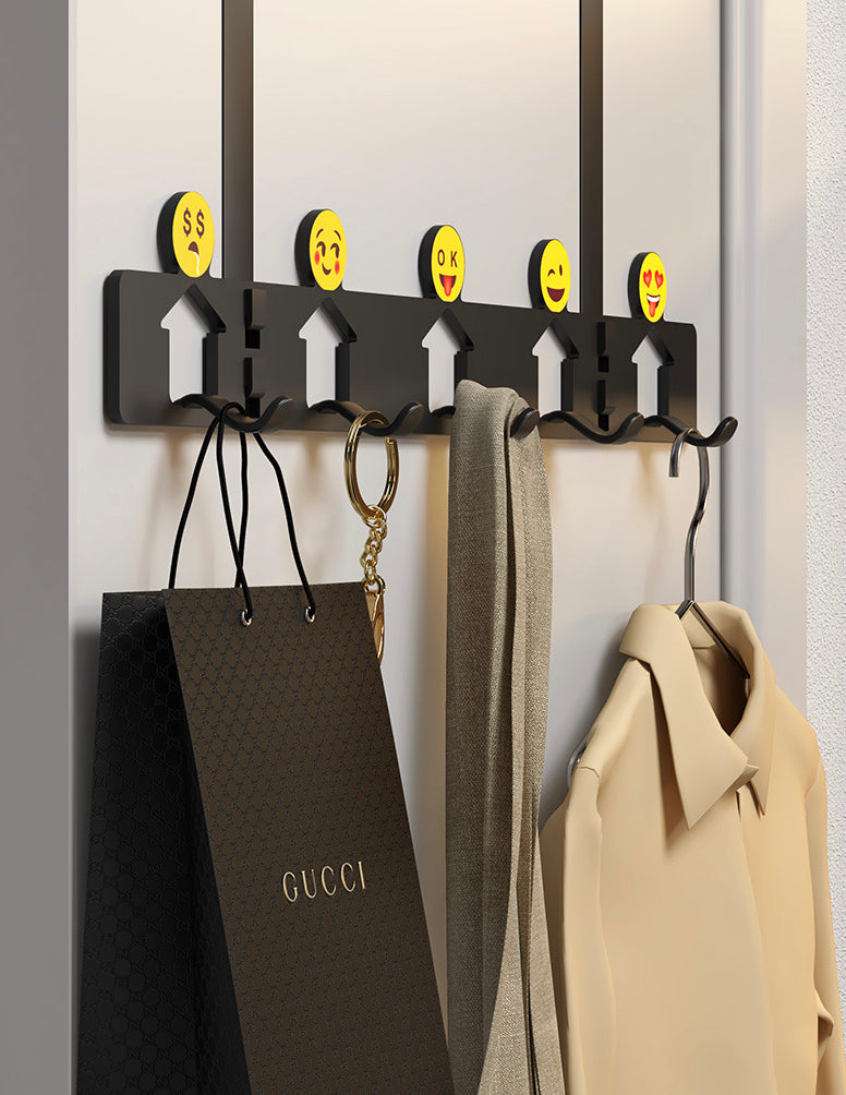 不銹鋼免打孔門後靜音掛鉤黑色鴨舌掛衣帽架掛勾多功能金屬排鉤 白色-門後鉤掛鉤