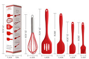 Silicone baking kitchenware 5-piece set (red) Silicone kitchenware set spatula 5-piece set Baking tool set shovel silicone spatula oil brush egg beater cooking spoon spatula