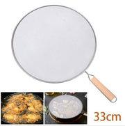 Wooden handle kitchen anti-splash oil net kitchen frying pan anti-splash oil net cover stainless steel explosion-proof cover frying anti-splash oil net oil cover cover splash-proof pan cover wooden handle 33cm