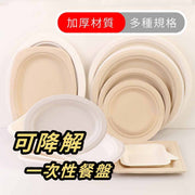 餐具小子 - 【50個裝】白色7寸一次性即棄紙碟天然環保餐具可降解 可用於微波爐 生日聚會派對BBQ ,蔗漿紙碗伴侶,花邊紙碟