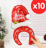 10 Christmas hat Christmas tree foil balloons - 10 Christmas hat headwear Christmas decorations