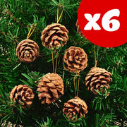 Christmas Tree Decoration Ornament Natural Wooden Pine Cone - 4cm Christmas Pine Cone, Pack of 6