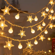 星星圓球燈串聖誕節-(星星+小圓球)組合3米20燈(兩節常亮)電池款