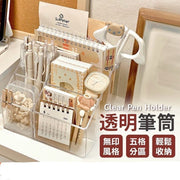 文具收纳盒办公室收纳笔筒收纳盒桌上收纳盒多功能透明分格整理盒透明化妆品收纳盒(透明5格)