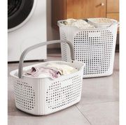 Laundry Basket - Medium (White) Laundry hamper, clothing storage, dirty clothes basket for bathroom, portable, storage bin, dirty clothes hamper 25.5*36*19.5cm