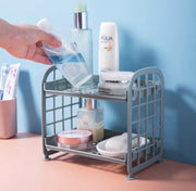 Double-tiered Storage Shelf Kitchen Small Organizer Desktop Storage Rack Bathroom Vanity Plastic Storage Rack Muji-style Minimalist