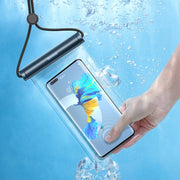 黑色 - 新款 手機防水套 觸控靈敏游泳防水袋 圓筒滑蓋手機潛水防水包 大號掛繩掛脖沙灘防水套 7.2寸以下手機適用