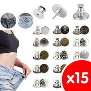 Jeans buttons, adjustable waist, nail-free metal buttons, detachable I-buckles, waist buttons, nail-free, detachable universal buttons, jeans elastic buttons, random set of 15