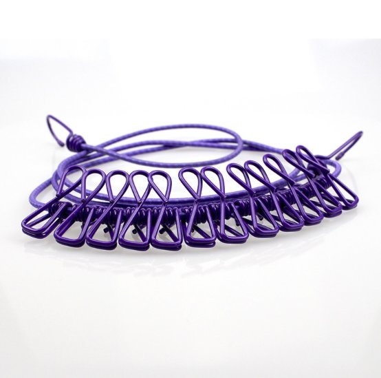 Elastic clothesline with clip for camping outdoor travel clothes hanger clothesline portable retractable plastic windproof anti-slip elastic clothesline with clip elastic windproof belt positioning buckle clothespin clothesline 12 clip clothesline blue