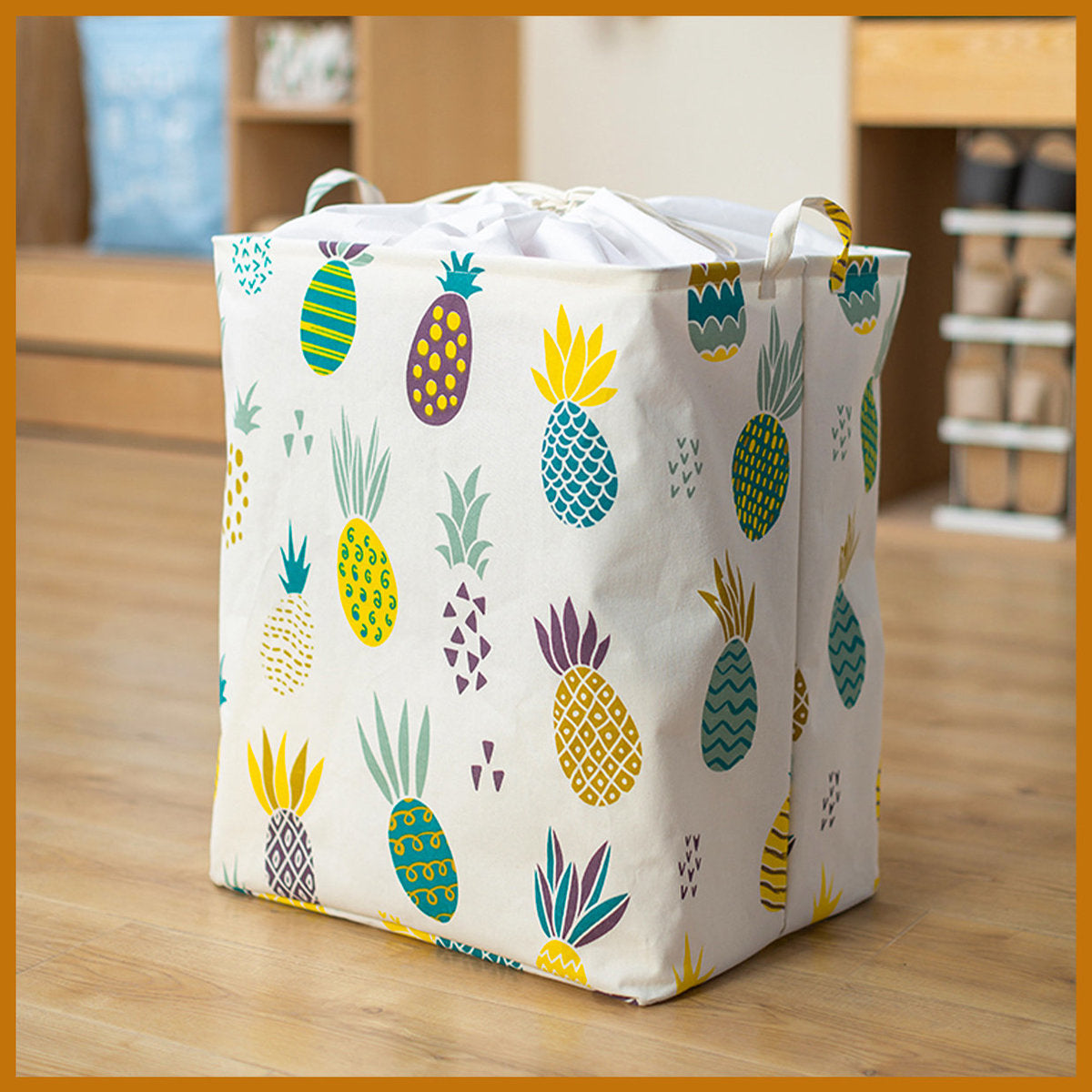 加大可摺疊衣物收納籃污衣籃-菠蘿 75L 污衣籃 洗衣機 洗衫 胸圍 內衣