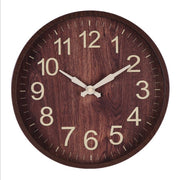 12-inch imitation dark wood grain wall clock wooden clock 30cm x 30cm silent wall clock