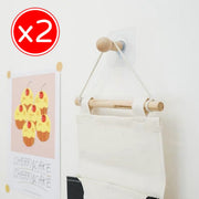 2x Nordic solid wood seamless hooks-log color long mushroom style
