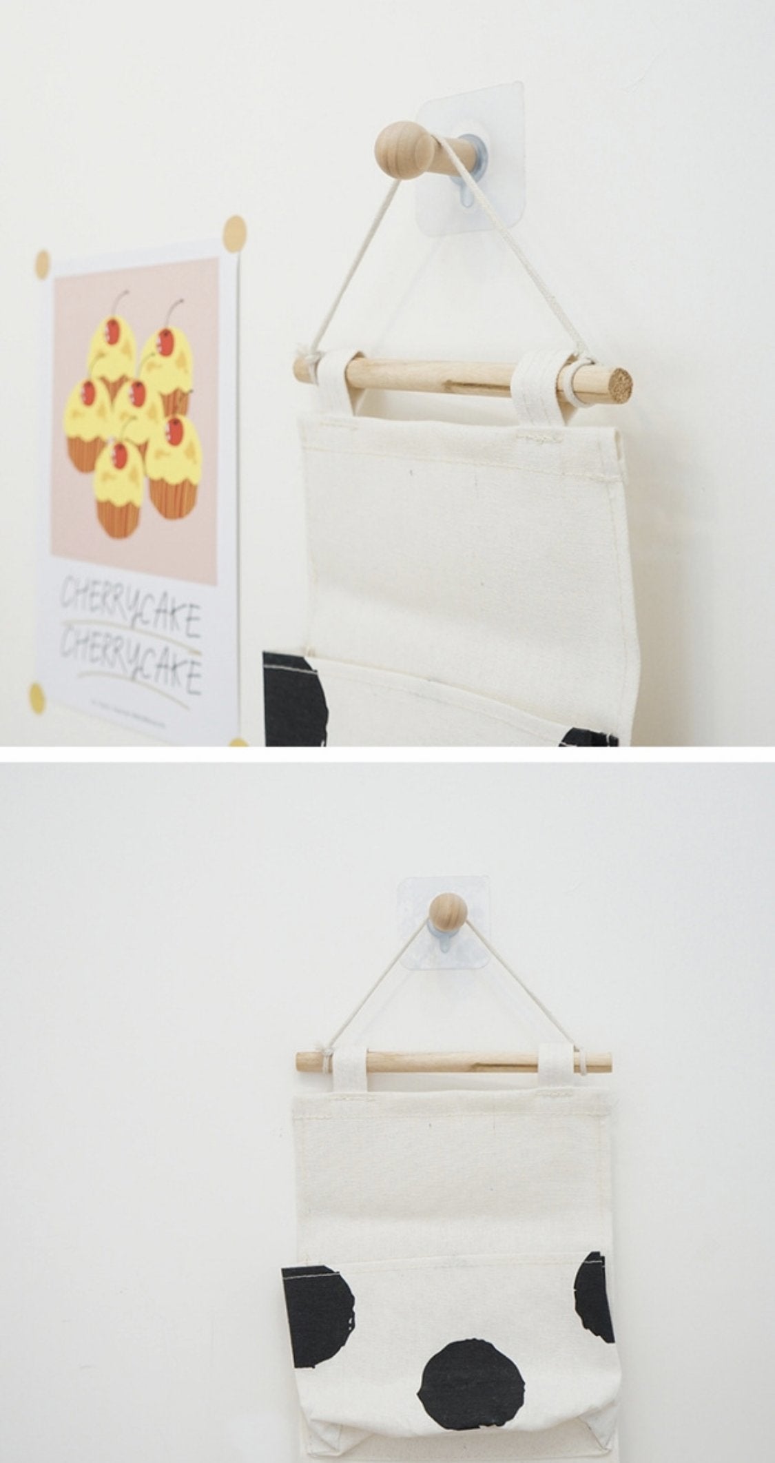 2x 北歐實木無痕掛鉤-原木色長蘑菇款