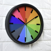 10-inch Modern Minimalist Round Rainbow Colorful Silent Wall Clock Creative Fashion Living Room Aluminum Wall Clock Fashion Living Room Wall Clock Black
