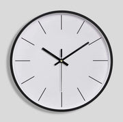 12英寸 現代簡約圓形靜音掛鐘 創意時尚客廳掛鐘時尚客廳掛鐘 黑框白底