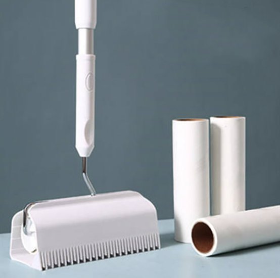 長柄 變形 地面 地毯 除塵轆 毛髮粘毛器 16cm 竉物除毛器 粘毛滾筒 衣物除塵轆 除塵滾筒(含1伸縮鋁杆+1個芯)