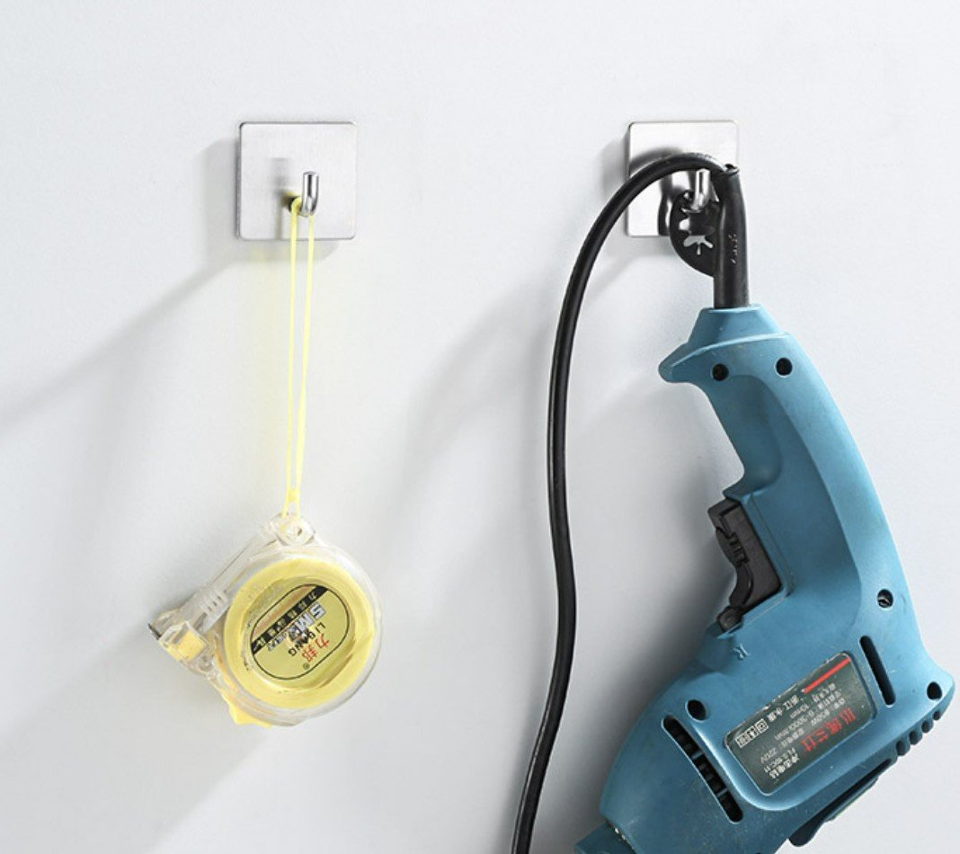 2隻裝 3M方形鏡面廚房浴室門後掛鉤掛勾 304不銹鋼掛鉤