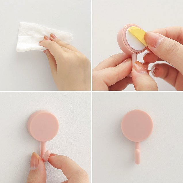 (10 pcs) Simple style color matching no-drilling wall traceless hooks with random colors and adhesive hooks