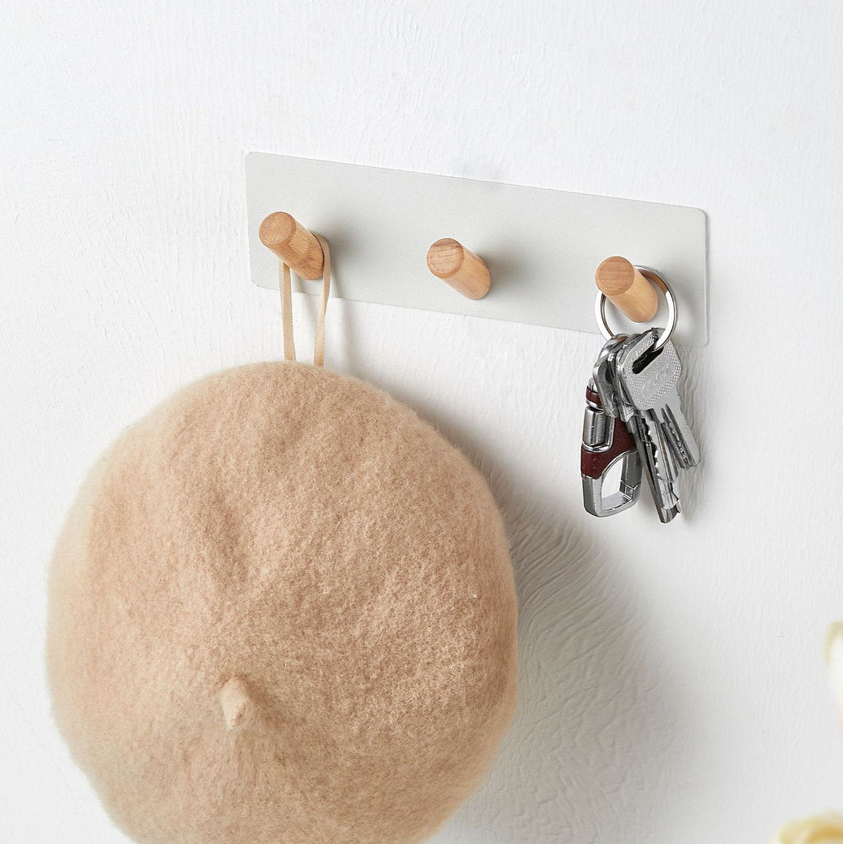 3M強力無痕日式簡約原木無痕3掛勾 鎖匙掛勾掛鉤