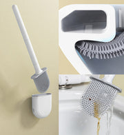 Ultra-thin Silicone Toilet Brush Japanese-Style Minimalist Design with No Dead Ends for Cleaning Toilets Soft Rubber Toilet Brush for Bathroom Cleaning Wall-Mounted Drainable Toilet Brush Toilet Brush Cleaning Brush Toilet Bowl Bathroom Cleaning White