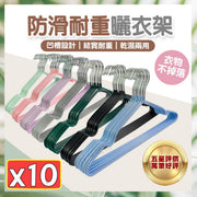 10-Pack Non-Slip, Heavy-Duty Drying Hangers - Stainless Steel Non-Slip Hangers, Stainless Steel Hangers, Clothes Hangers, Drying Clothes, Adult Hangers, Large Hangers, Mark-Free Hangers (10-Pack/Green) - Clothes Drying Rack, Laundry Hanger