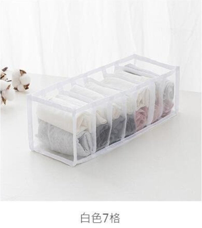 2件套 內衣襪子衣櫃整理收納神器2件套裝(7格+11格)白色