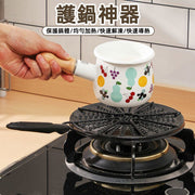 Japanese kitchen open flame pot guard heat plate for hot milk thawing, soup and cooking household ceramic heat plate (long handle/19cm/black) induction cooker suitable for frying pan
