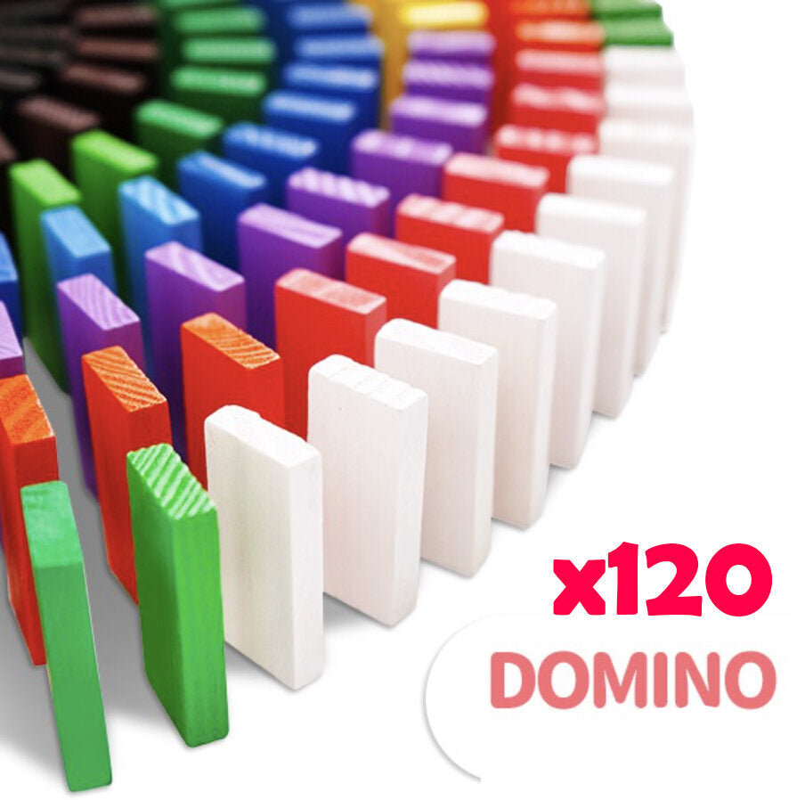 120 pieces rainbow wooden domino building blocks toy educational