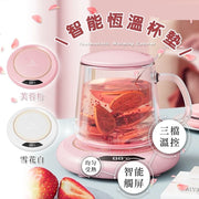 USB Constant Temperature Coaster Heating Coaster Insulation Coaster Intelligent Constant Temperature Heating Coaster Warm Coaster Insulation Coaster Intelligent Creative Home Insulation Coaster (Pink)