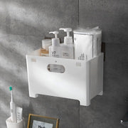 No-Drill Foldable Laundry Hamper, Bathroom Organizer, Soap and Cosmetics Storage, Muji-style Minimalist Design