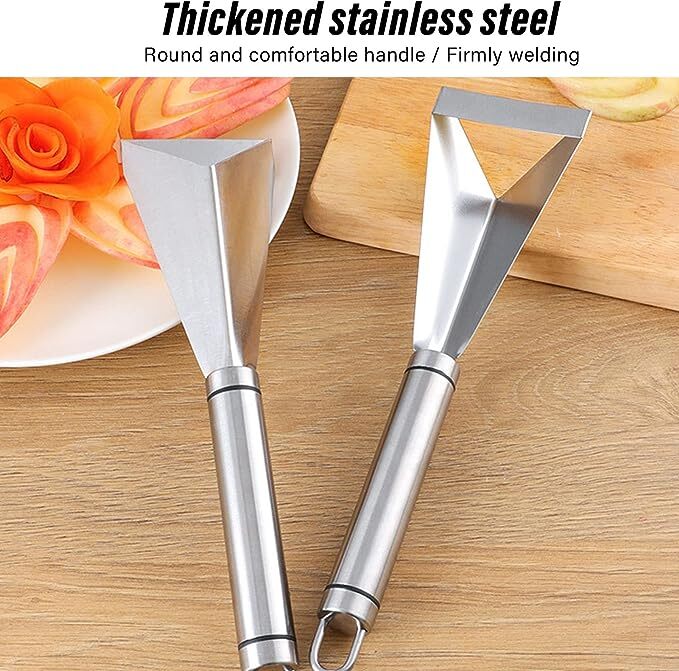 超簡單水果雕花刀 新手用不傷手不銹鋼水果推刀 蘋果青瓜造型器 條紋雕花刀 花式擺盤切菜器切片刀 廚房水果擺盤必備工具