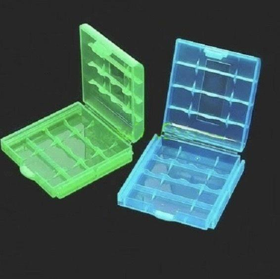 2個裝 藍色+綠色 電池收納盒 適用AA/AAA電池保護盒 儲物盒