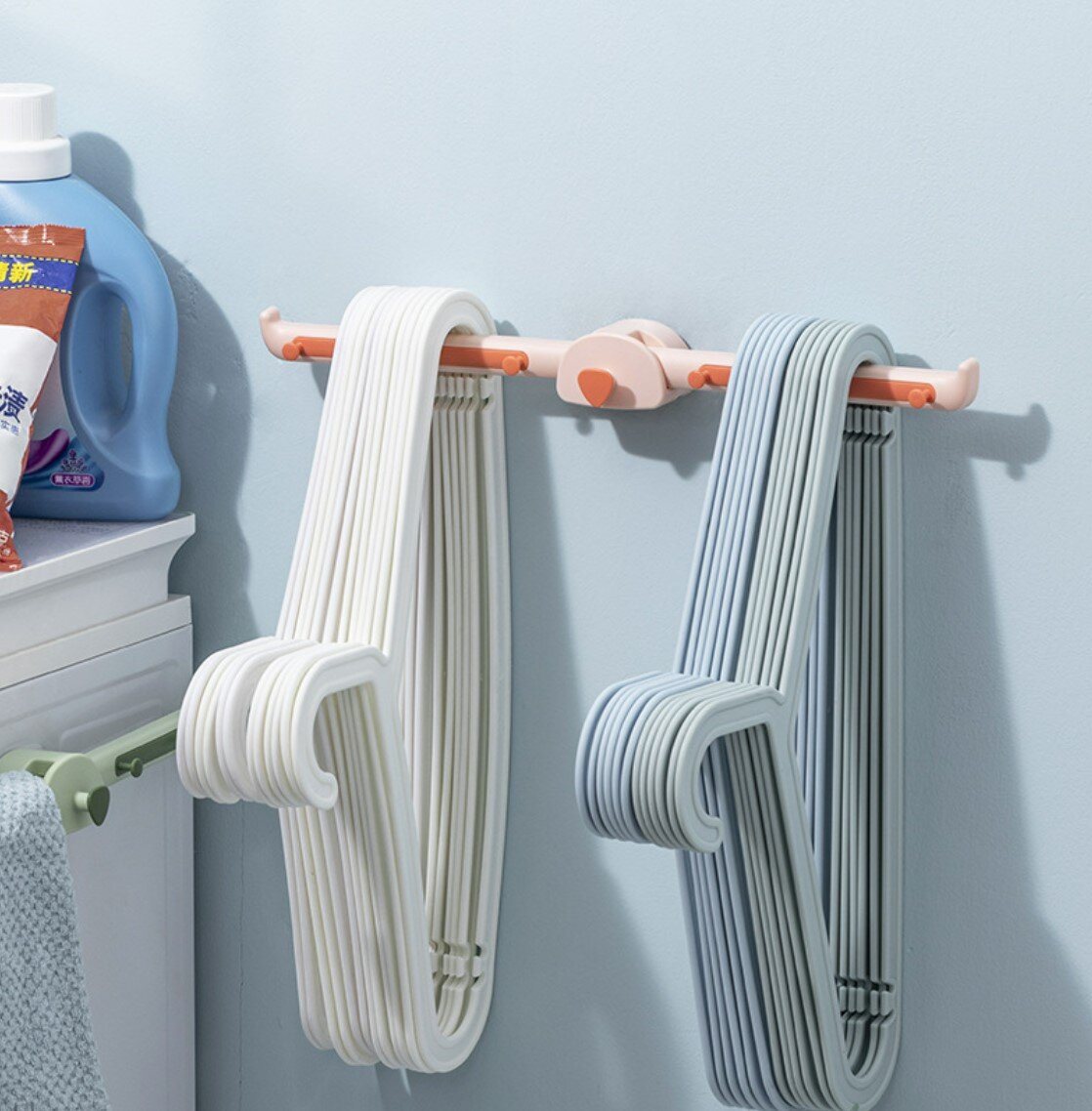 多功能衣架收納架洗衣機陽台涼衣架服裝店宿舍免打孔牆面置物收納 廁所掛勾
