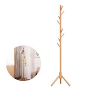 Beech Solid Wood Adult Coat Rack - 8 Staggered Branch Hooks, Entryway/Office Tripod Base Stand with Bag Hook - 176CM - Natural Wood Color