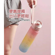 1100ml gradient frosted sports water bottle water bottle kettle bouncing water bottle enlarged water bottle 1L sports gradient color water bottle
