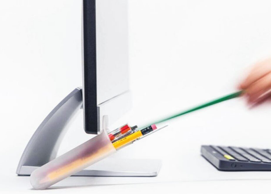 無印風文具收納桌面顯示器插袋筆筒 多功能辦公桌文具筆收納盒雜物盒