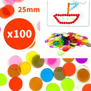 Transparent wafer bagged thickened 25mm transparent wafer 10-color early education teaching aid counting wafer mathematics enlightenment teaching aid reflective plate