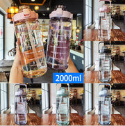 Pink Sports Bottle (2000ml) Extra Large Capacity Portable Sports Outdoor Running Fitness Water Bottle Sippy Cup
